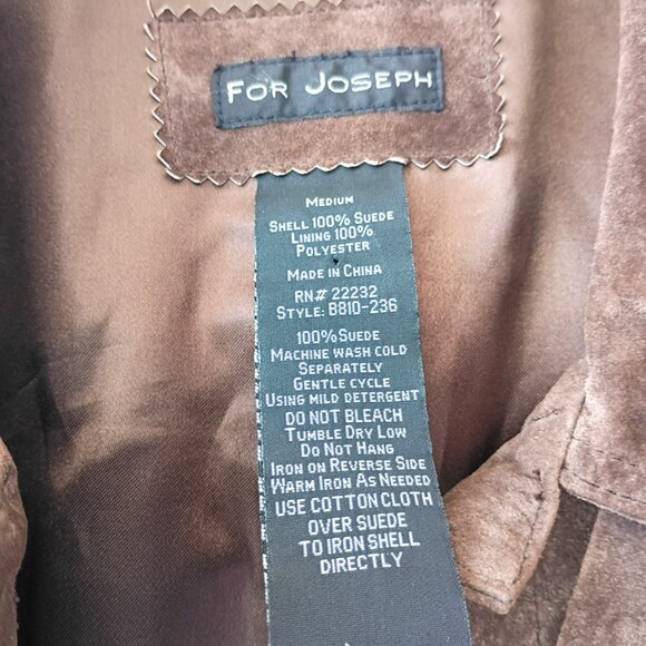 FOR JOSEPH Men’s Brown Suede Jacket Size M | Classic Button Front - Picture 5 of 7